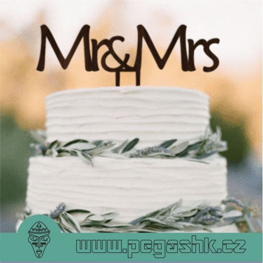 DŘEVĚNÝ SVATEBNÍ ZÁPICH - Mr & Mrs Cake Topper